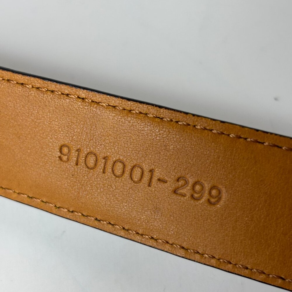 Ralph Lauren Brown Leather Belt Size S Textured Silver-tone Buckle RL Initials - Picture 9 of 13